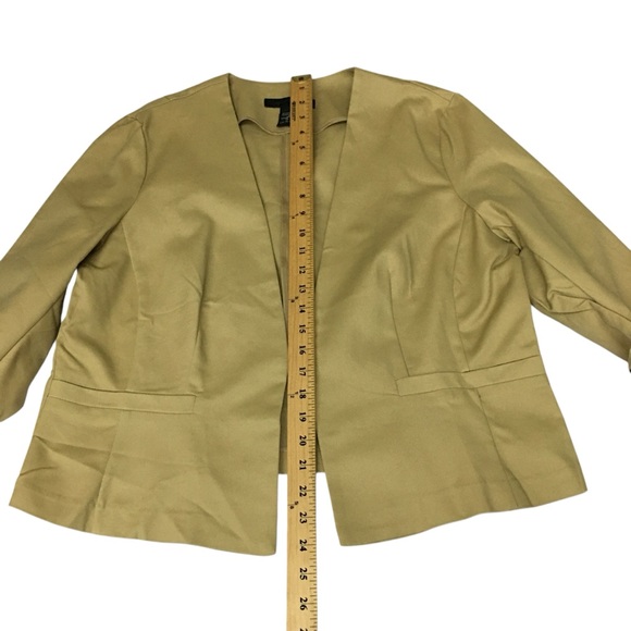 Ashley Stewart Tan Open Ruched Sleeve Cropped Jacket - Women’s 14 NWOT - Picture 3 of 13